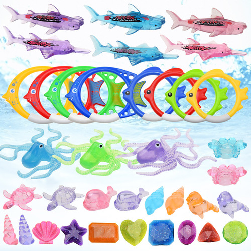 Amazon cross-border summer swimming pool diving toys torpedo water toy set with diving seaweed