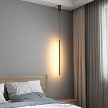 北歐創意LED線條長吊燈個性簡約客廳卧室床頭背景牆藝術氛圍燈具
