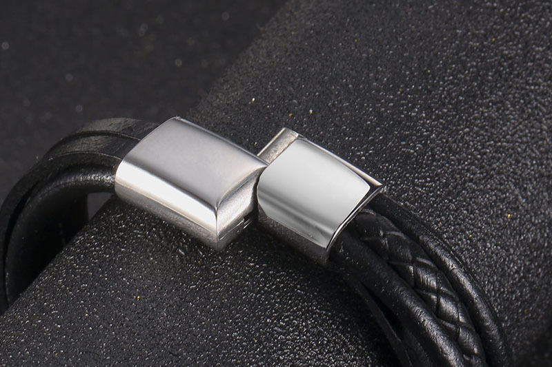 menu0027s multi-layer titanium steel handmade leather braided bracelet