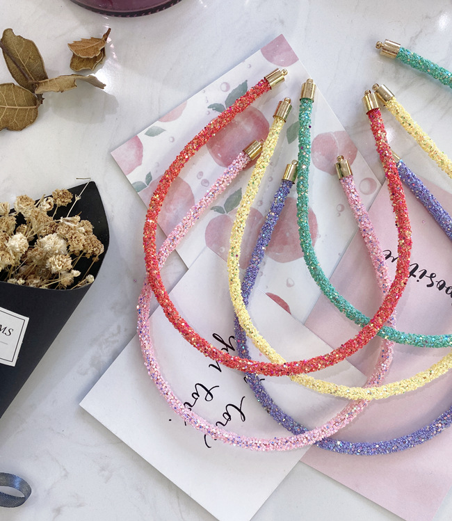 Korea Band Simple Candy Color Sequins Fine-edged Wire Headband Hair Bundle Diy Hair Hole Girl display picture 20