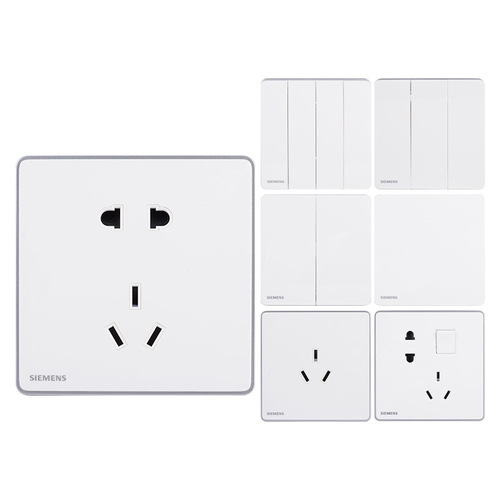 Siemens Ruizhi titanium silver Siemens switch socket smart ivory white + silver frame single-link dual-control five-hole USB