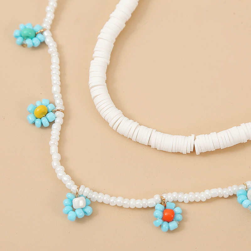 Bohemian Handmade Soft Clay Flower Multi-layer Necklace Fashion Shell Three-layer Pendant Wholesale Nihaojewelry display picture 9