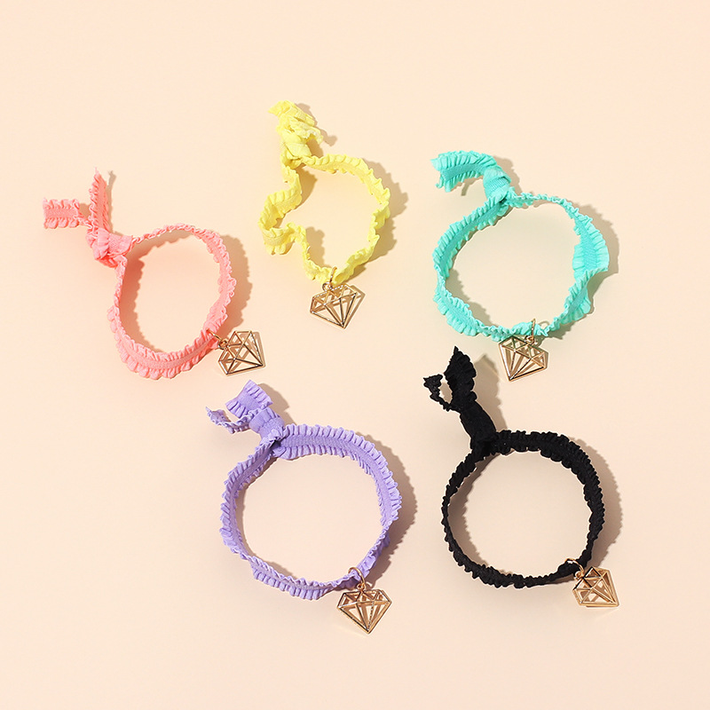3g Weight Bracelets Classification Anniversary, Business Occasion Women'S Gender Pink, Purple, Green, Yellow, Black Color Retro Hollow Diamond Elastic Bracelet 1