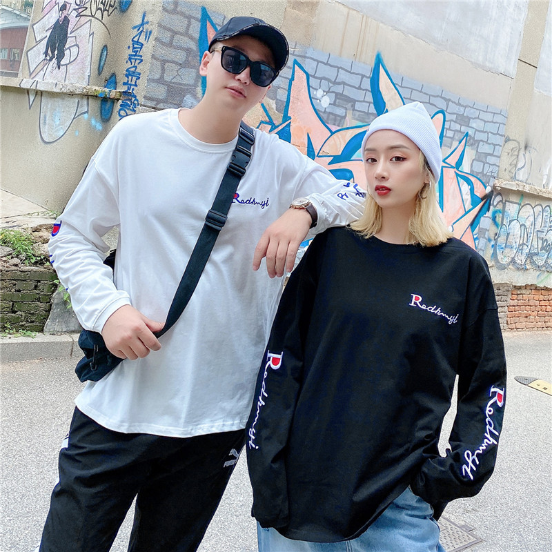 廠家直銷春秋圓領衛衣女韓版套頭寬松學生cec薄款情侶外套潮ins