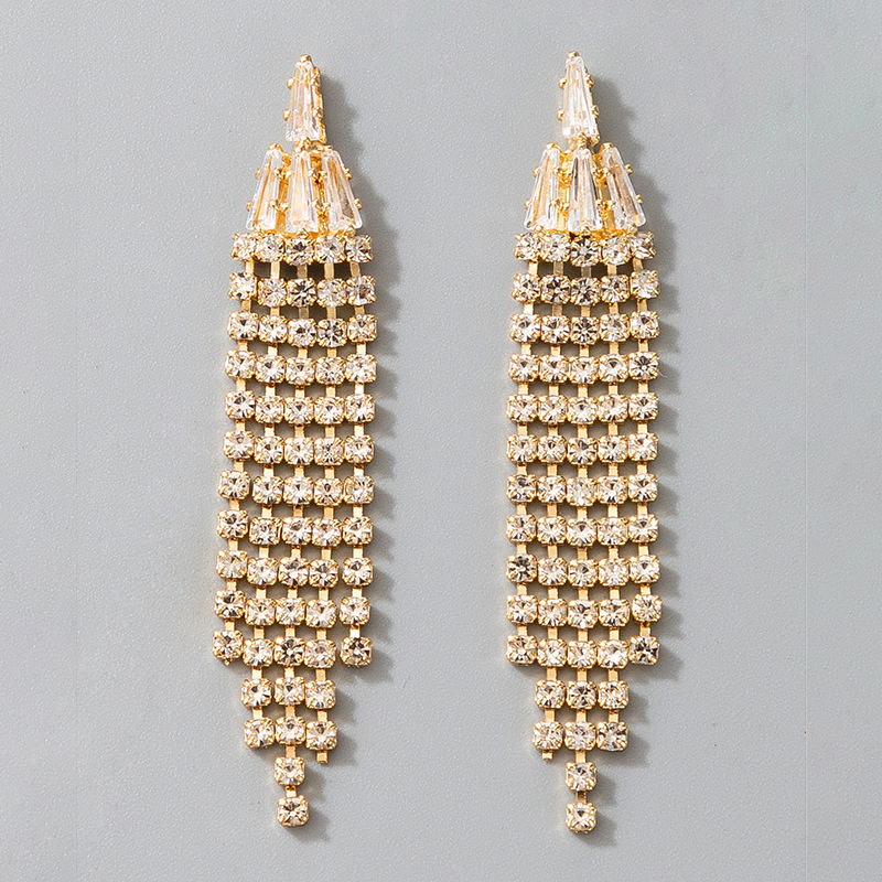 Fashion Diamond Tassel Earrings display picture 4