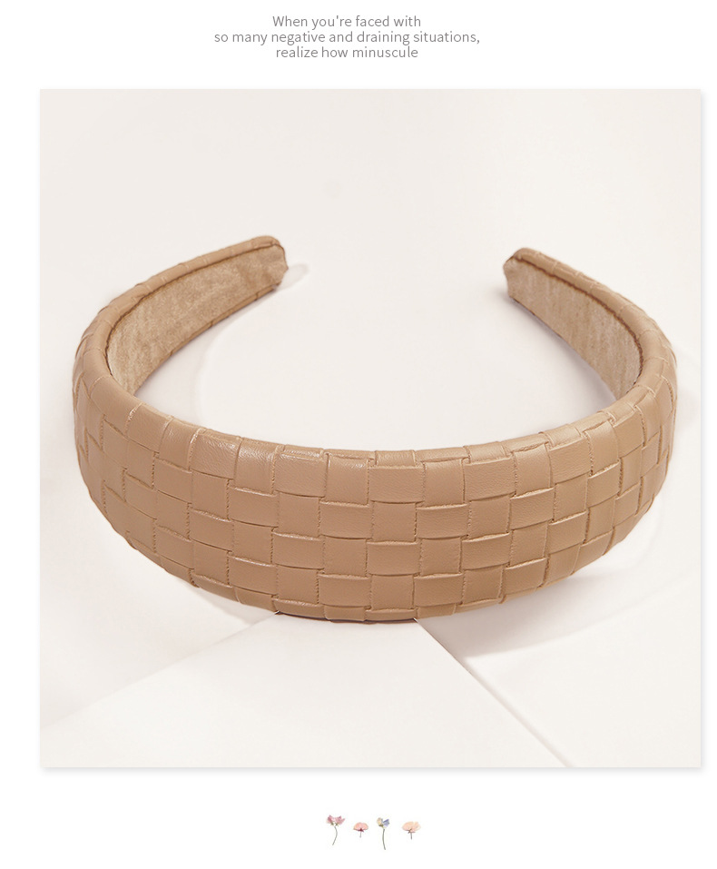 Retro  Wide-brimmed Pu Leather Square Headband display picture 6