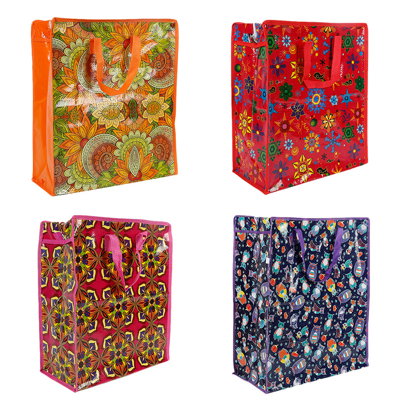 大号收纳手提袋 学生宿舍搬家袋子 编织打包袋大容量多用途亚马逊