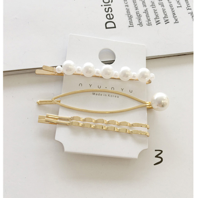 Fashion Geometric Water Droplets Imitation Pearl Metal Hair Clip 1 Set display picture 3