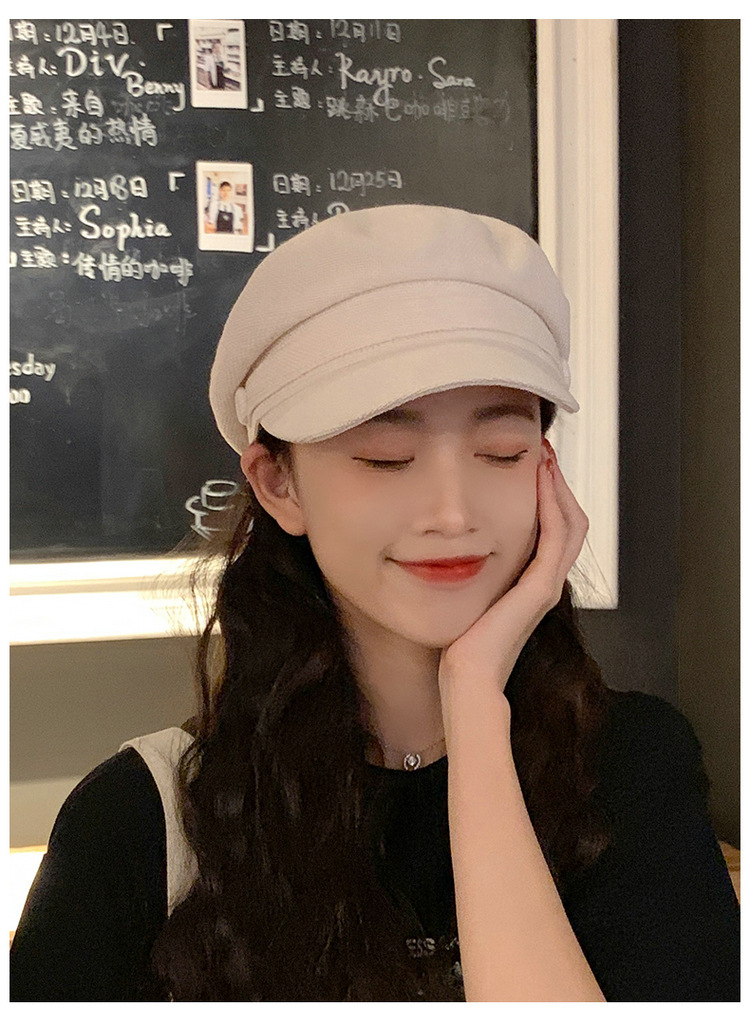140g Weight Beret Hat Hats Type Daily, Shopping Occasion cotton and linen Material Solid Color Pattern All Seasons Season Women's Gender Basic, Retro Style Curved Eaves Rim Women's Basic Retro Solid Color Curved Eaves Beret Hat 5