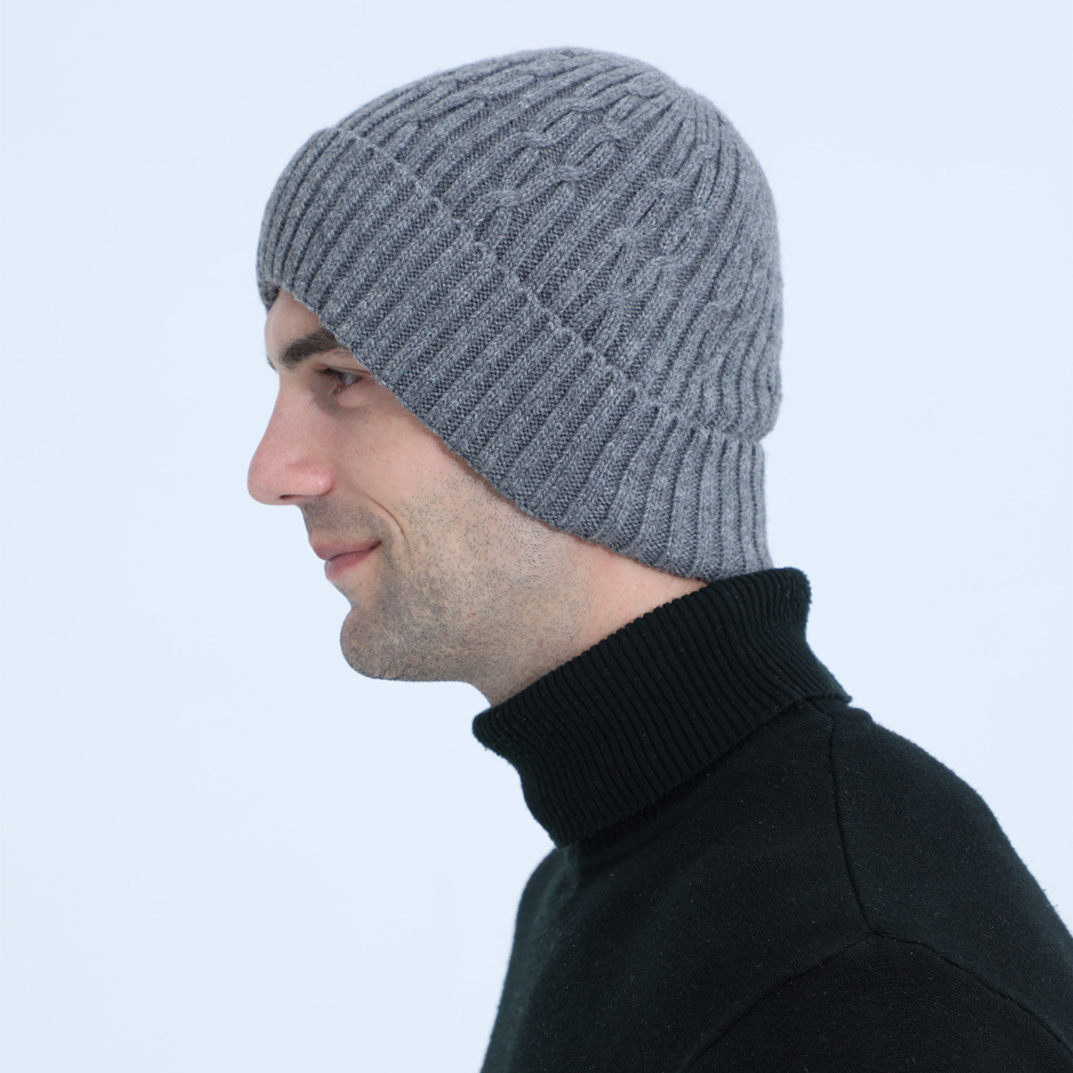 Knitted Beanie Hat For Men Warm Winter Wool Cycling Ear Cap_voghion.com