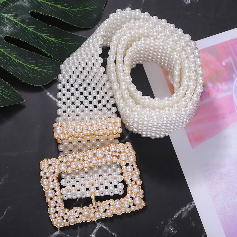 Alloy Pearl Belt Fashion Wild Belt Exaggerated Clothing Accessories display picture 7