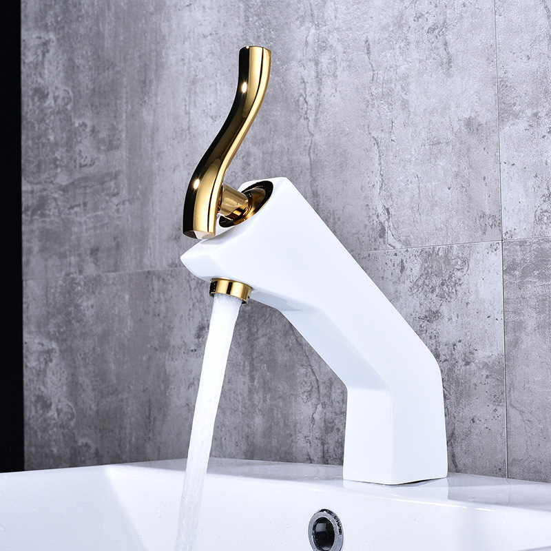 Factory direct sales of European-style matte colored washbasins, hot and cold mixed faucets, thickened all-copper main body bathroom cabinet faucets undefined