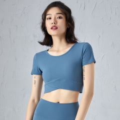 2023 New Sexy Revealing Nipple Running Yoga T-Shirt for Women, Skin-Friendly Bare Texture Material, Fitted Short-Sleeve Sports Top