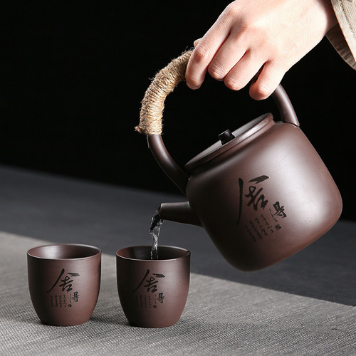 Purple sand lifting beam household ceramic teapot Japanese retro handmade kung fu teapot tea ceremony tea filter single pot