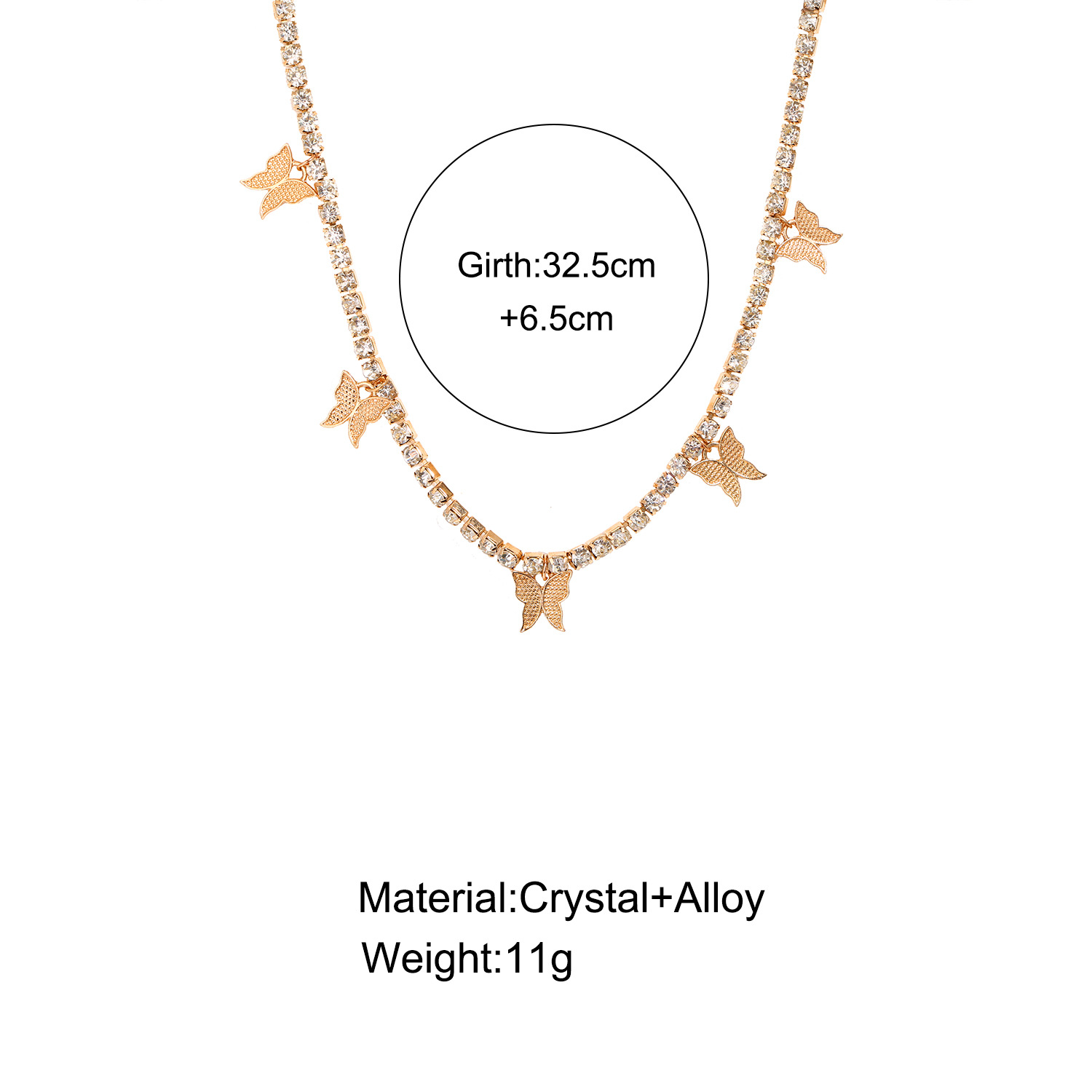 hip-hop rhinestone butterfly pendant insect necklace