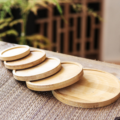 Kung Fu Tea Ceremony Tea Cup Bamboo Coaster Insulation Mat Bamboo Round Bowl Mat Placemat ins Wood Coaster LOGO Manufacturer
