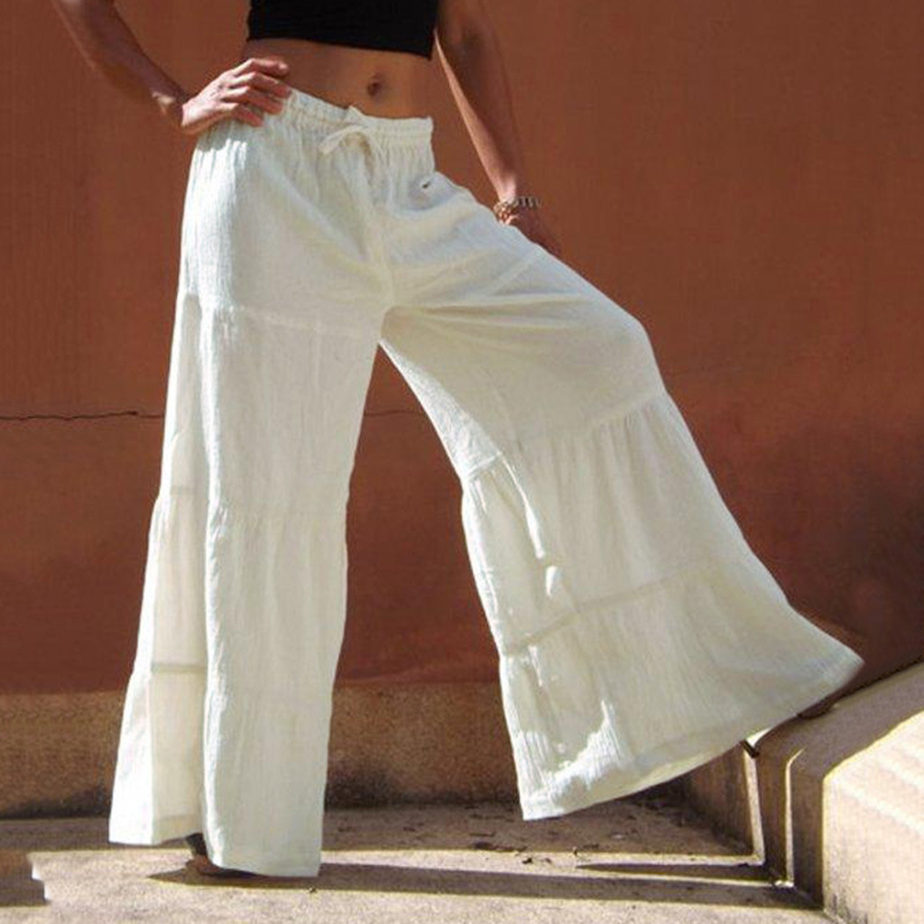 Women's Daily Simple Style Solid Color Full Length Washed Casual Pants Wide Leg Pants display picture 4