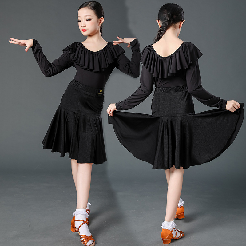 Red leopard blue white color Professional Latin dance dresses for girls