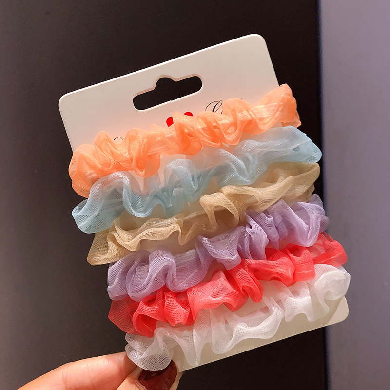 Mädchen Mori Kleine Transparente Netz Garn Bonbon Farbe Dickdarm Haars Chleim Macht Fotos Süßes Und Süßes Gummiband Haars Eil display picture 17