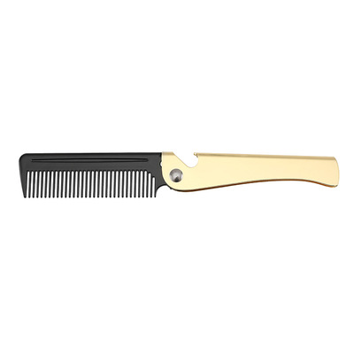 Oil head Beard modelling man Stainless steel Beard Portable America comb Folding comb customized