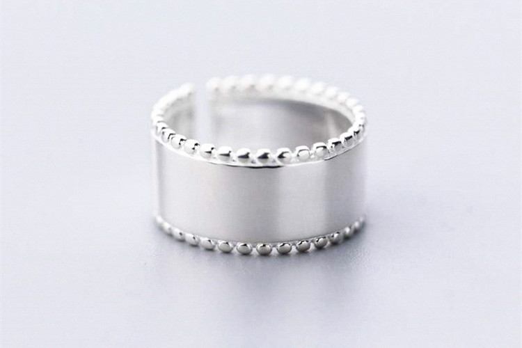 Mode S925 Sterling Silber Runde Perle Glänzend Offenen Ring display picture 3