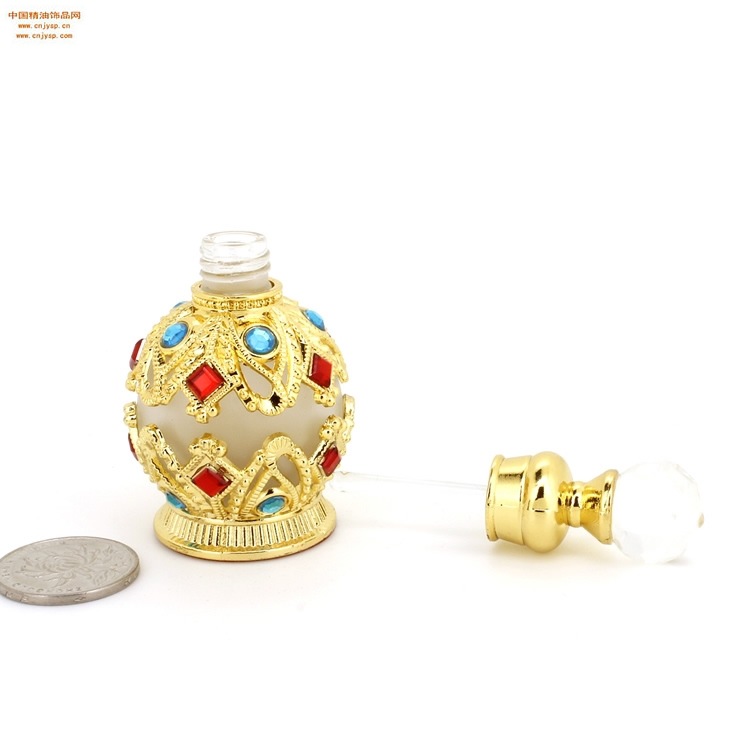 中国精油饰品网批发砚都15ml球形金色满石真我精油瓶摆件4.