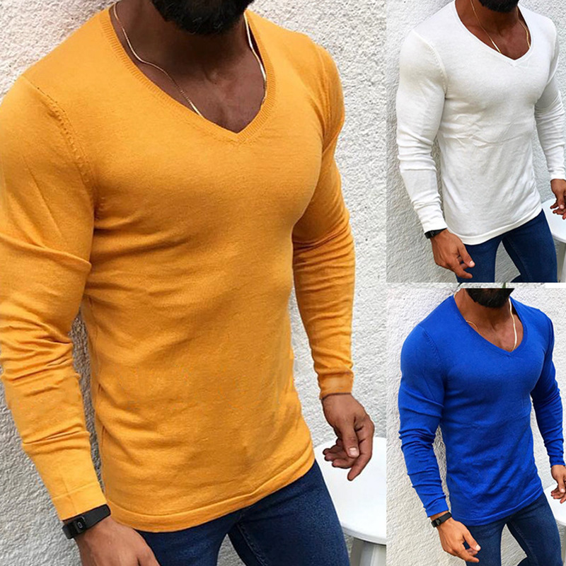 2024 new slim fit long sleeved round neck pullover sweater top for men_voghion.com