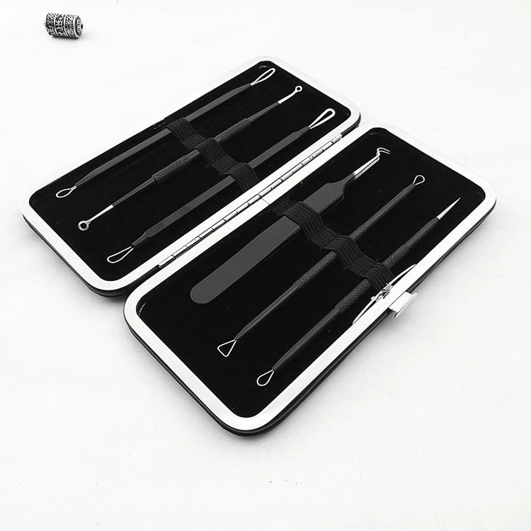 Blackhead Remover Set Kanuo, 6-piece stainless steel acne needle kit with case