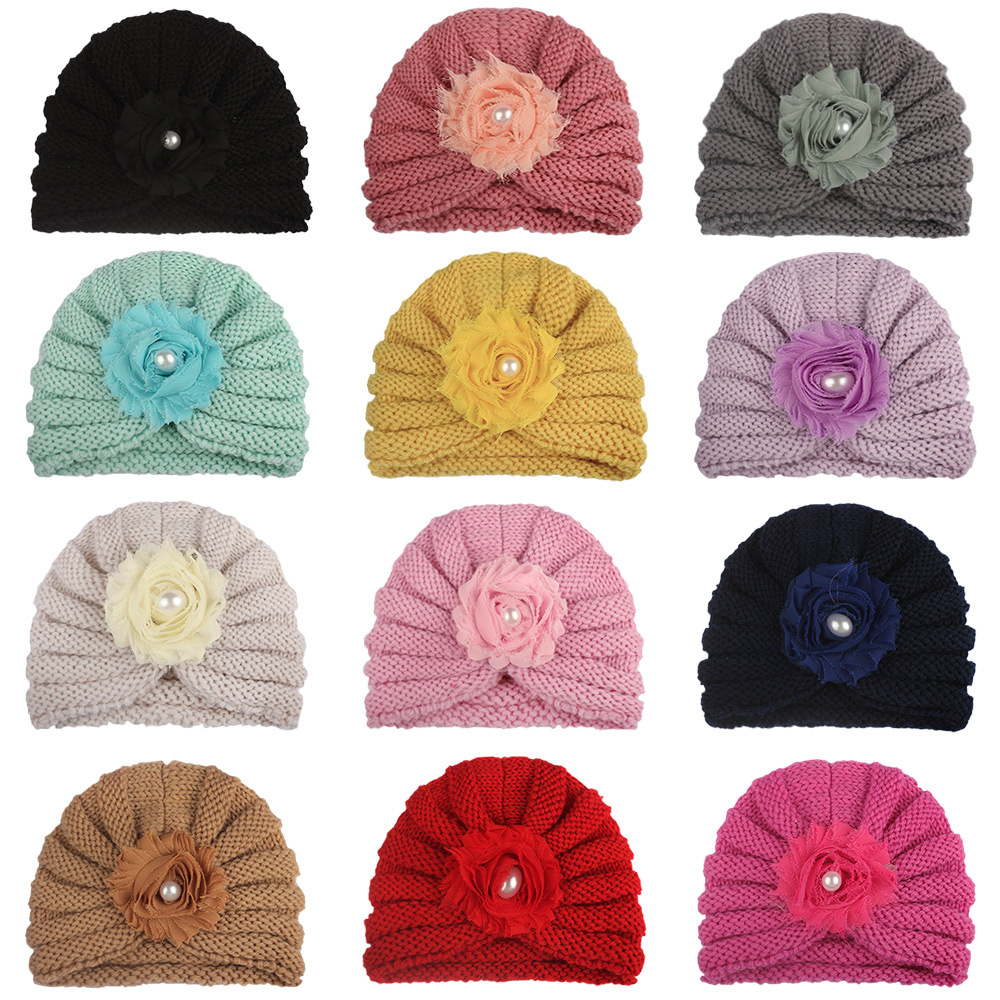 Children Unisex Fashion Flower Pearl Wool Cap display picture 5