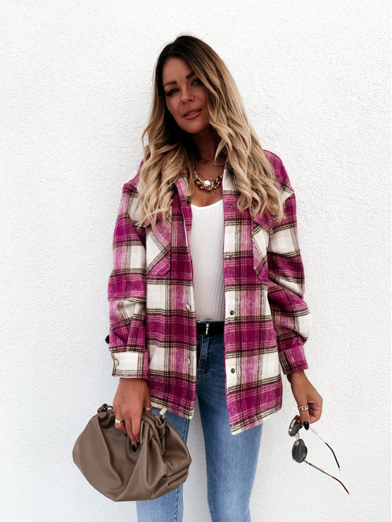 Long-Sleeved Plaid Shirt Jacket NSYF12433