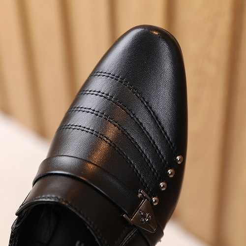 Boys' black leather shoes British style boys' white children's shoes  children's dress fashion catwalk performance shoes leather shoes