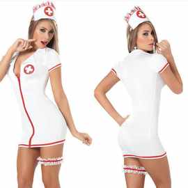 情趣内衣欧美新款 白色性感制服诱惑护士装cosply角色扮演批发