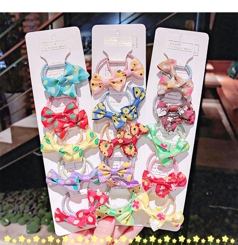 Color Bowknot Children's Hair Rope Set display picture 3