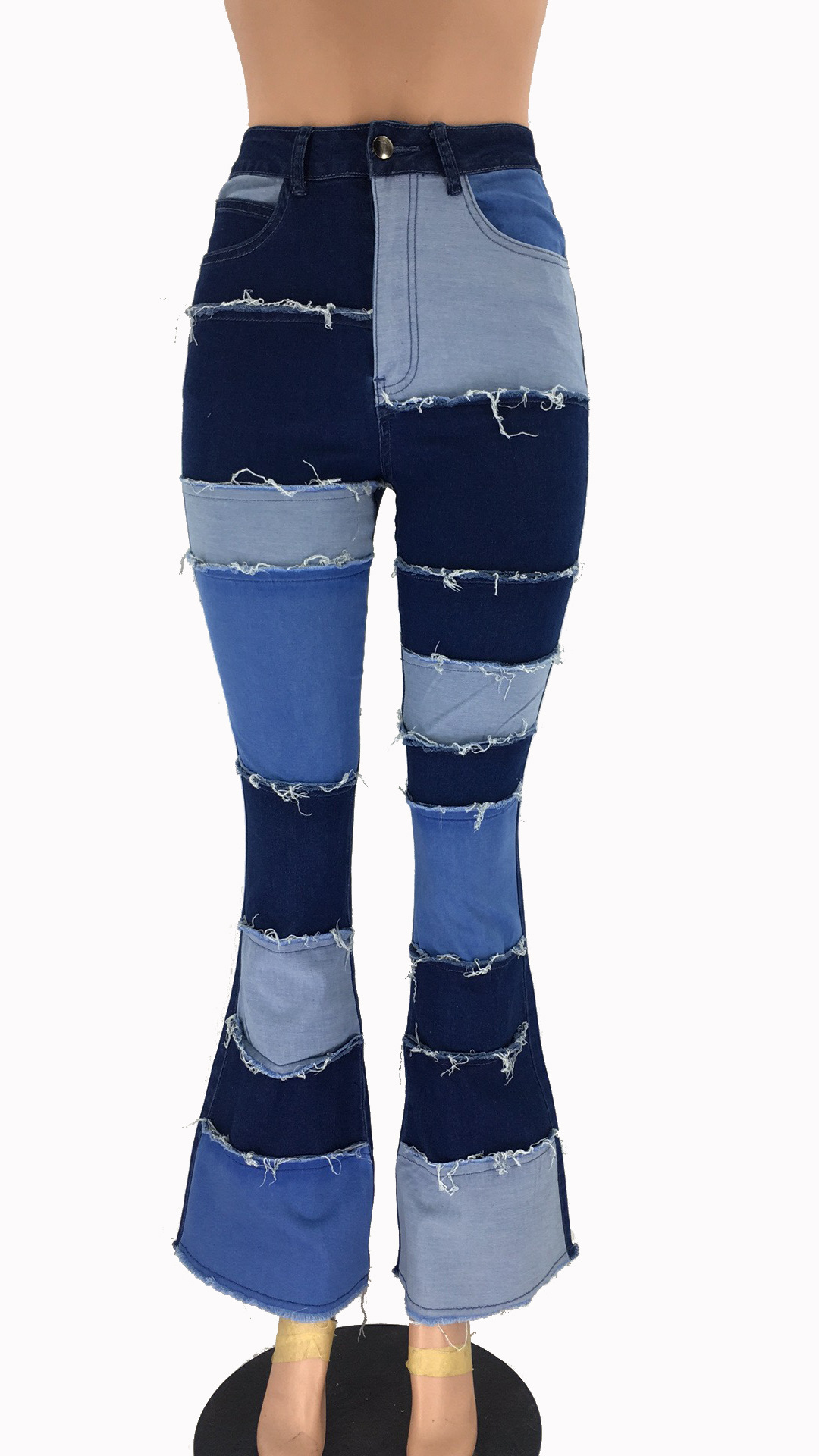 fashion stitching high waist tight horn jeans NSYB65110