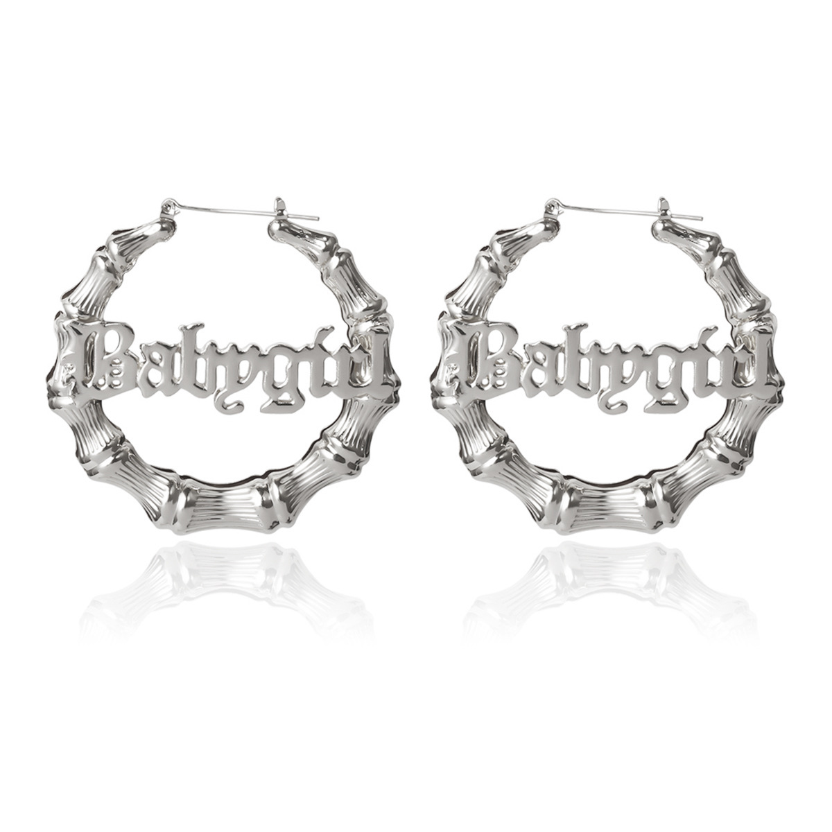 32g Weight No Inlaid Inlay Material Earrings, Ear Studs Classification Travel Occasion Alloy Material Letter Pattern Women'S Gender Plating Design Simple Style Style White, Gold Color New Fashion Hollow Letter Punk Earrings Slub Ring Retro Earrings 6