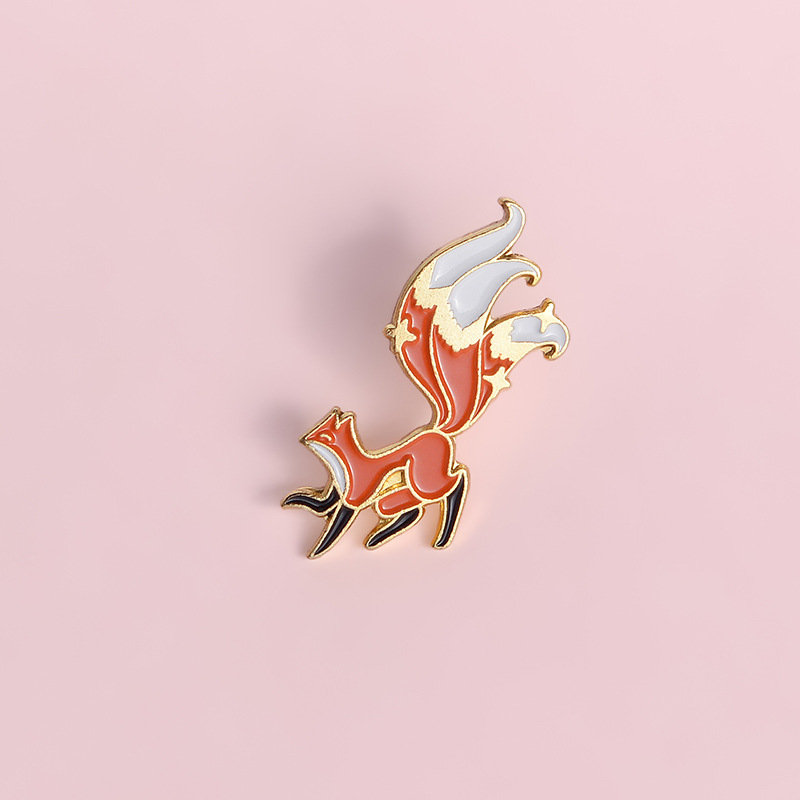 Cute Fox Alloy Enamel Stoving Varnish Unisex Brooches display picture 3