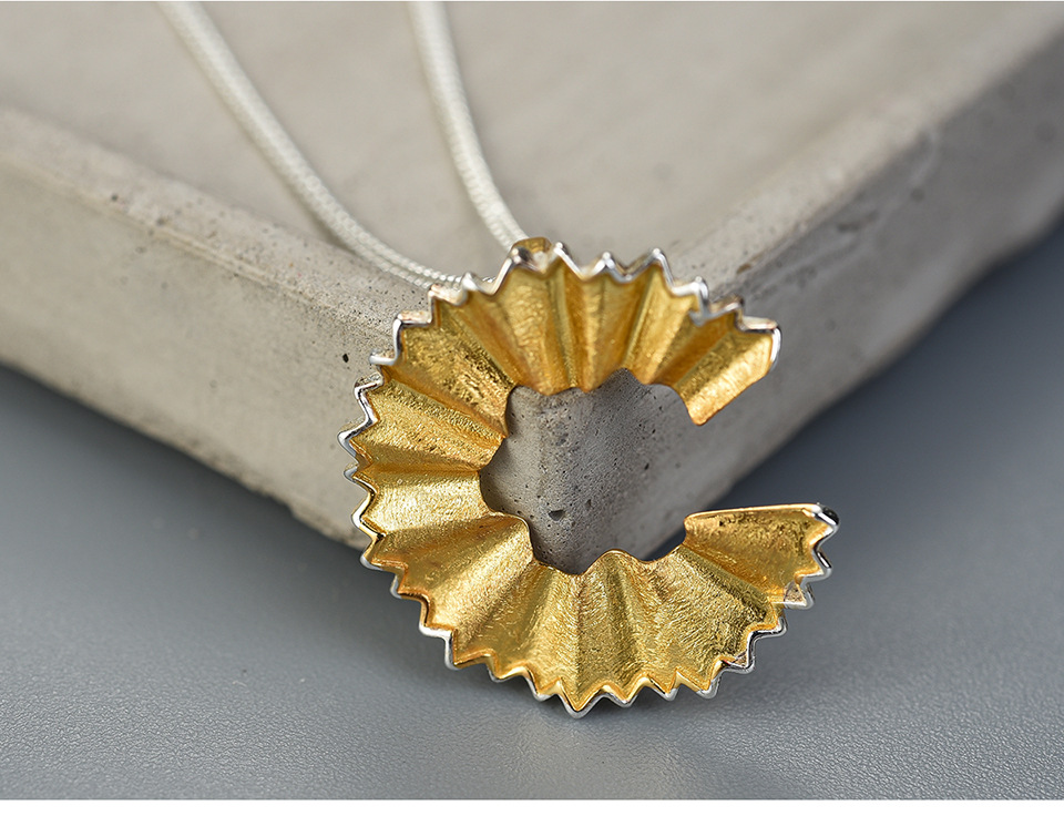 Geometric, Pencil Scraps Pattern 925 Sterling Silver Plating Geometric Pendant Necklace