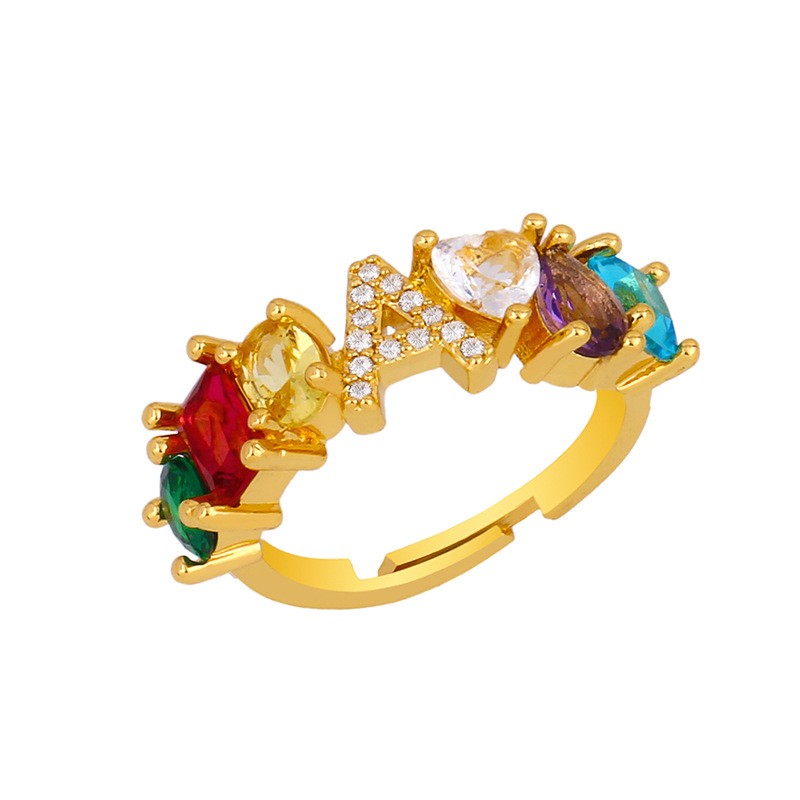 12g Weight 18K Gold Plated Plating Material Artificial Gemstones Inlay Material Birthday Occasion Copper Material Letter Pattern Women'S Gender Plating Design Fashion Style Fashion Letter Copper 18k Gold Plated Artificial Gemstones In Bulk 2