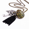 Cute pendant heart shaped with tassels, fashionable necklace, accessory, wish, European style, wholesale