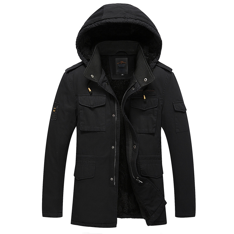 Nueva chaqueta acolchada de algodón para hombres de invierno de media longitud forrada de lana caliente chaqueta casual para hombres a prueba de frío Amazon al por mayor