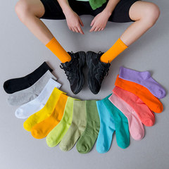 A pair of colorful women's crew socks for daily wear, Japanese Ins trendy style, summer Korean candy-colored piled-up socks.