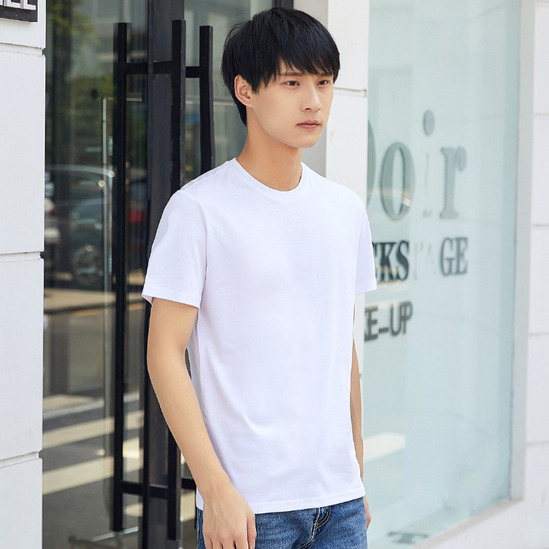 2021 Men's spring and summer 80 silk light cotton short-sleeved cotton T-shirt fashion, taking the bottom of the clothes men 8900