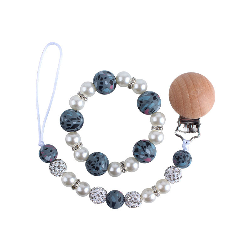 Nuevo bebé haya chupete clip bebé creativo leopardo perlas de gel mordedor gel pulsera chupete cadena anti-cadena