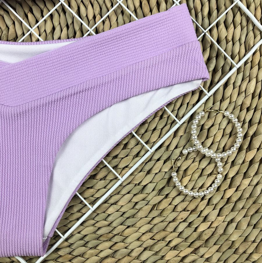 V-shaped steel bracket split solid color sexy bikini NSZO19506