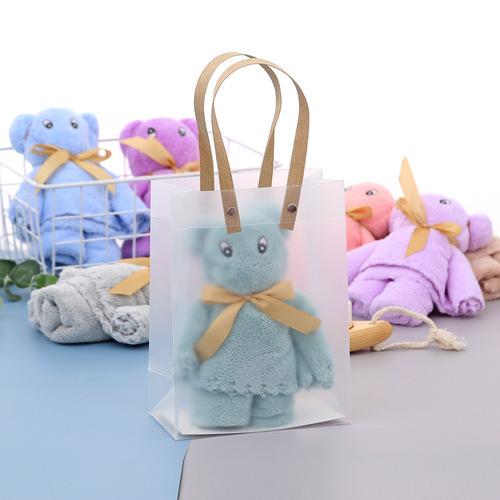 Internet celebrity bear face towel coral velvet annual party souvenir return gift adult gift towel can be made with logo