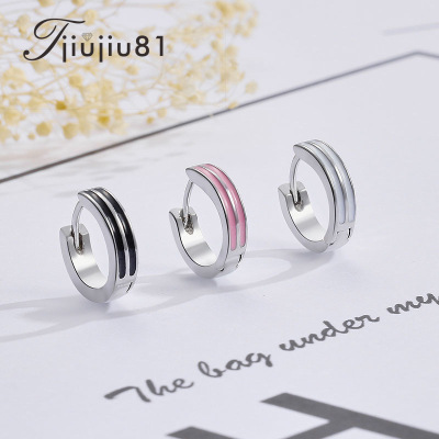 韩版韩国黑白红耳扣耳环女时尚气质复古简约几何迷你耳饰品批发|ms