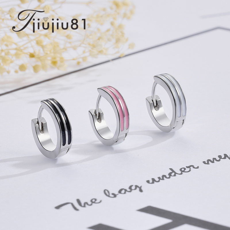 韩版韩国黑白红耳扣耳环女时尚气质复古简约几何迷你耳饰品批发|ms