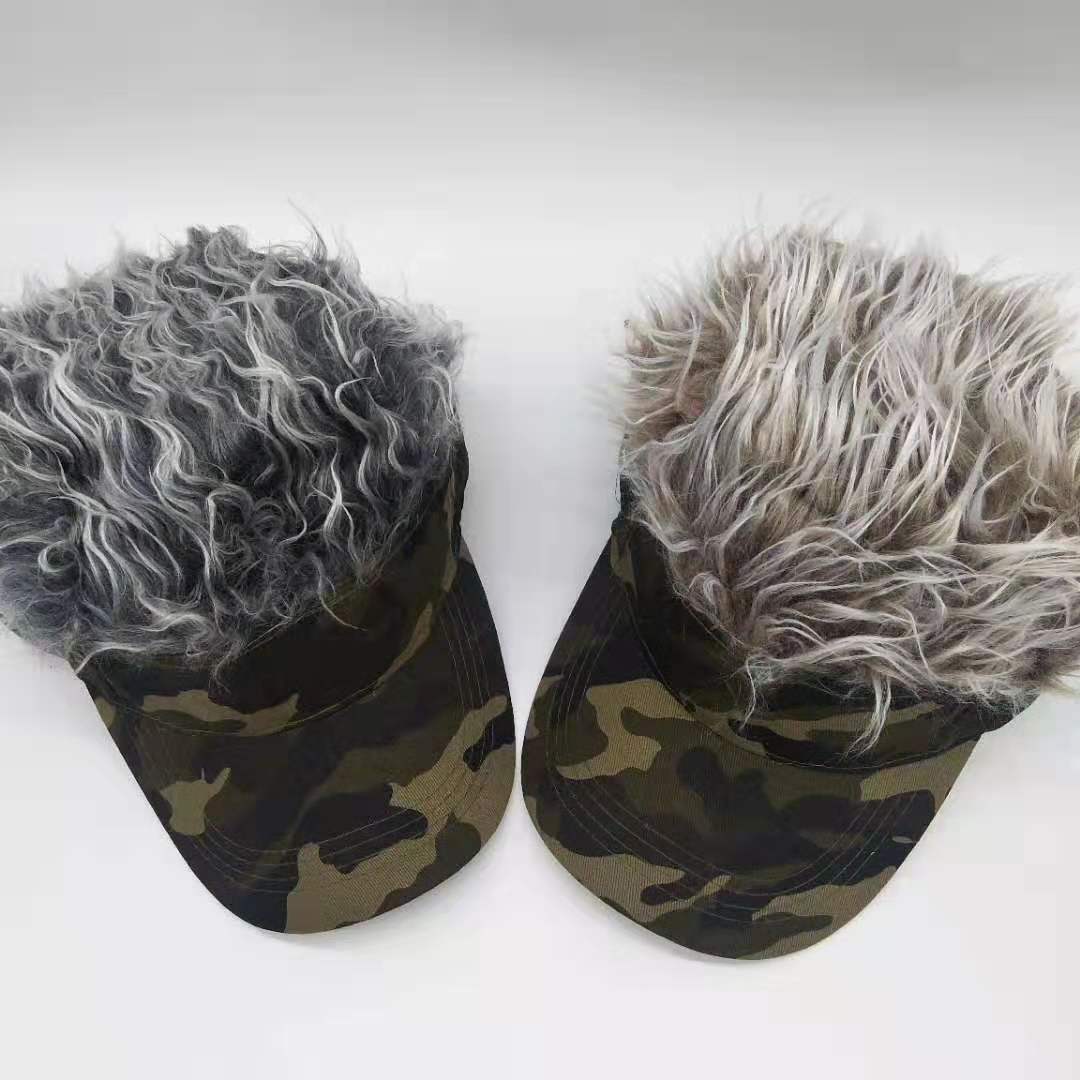 Camouflage-Hut für Erwachsene, kreative Perücke, Baseball-Mütze, vielseitige europäische und amerikanische Mode, Sonnenschutzhut aus Baumwolle, Outdoor-Sportmütze_voghion.com