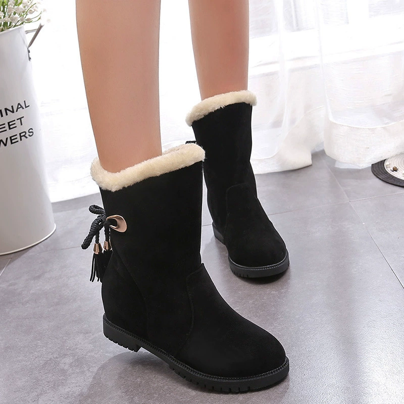 demi‑season non‑slip ankle boots, faux‑fur lining, low heel, sizes 35–40