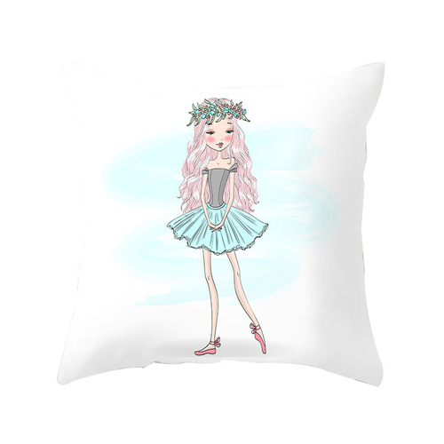 Ballet Dancing Girl Pillow Cover Home Fabric Sofa Cushion Cover Wholesale